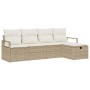 Juego de Sofá con cojín 5 pcs Beige y Crema ratán sintético en Sofás de exterior | Comprar online en Foru.es