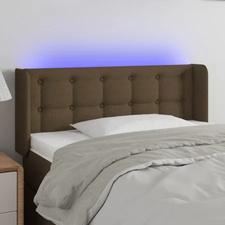 Kopfteil mit LED aus dunkelbraunem Stoff 93x16x78/88 cm von vidaXL, Kopf- und Fußteile - Ref: Foro24-3123655, Preis: 57,75 €,...