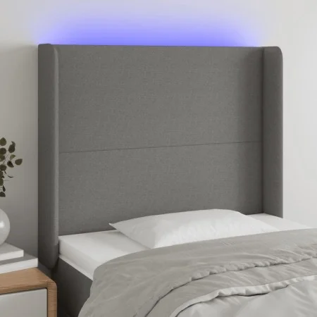 Cabecero con LED de tela gris oscuro103x16x118/128 cm de vidaXL, Cabeceros y pies de cama - Ref: Foro24-3123759, Precio: 87,5...
