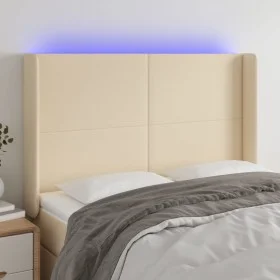 Kopfteil aus cremefarbenem Stoff mit LED 147x16x118/128 cm von vidaXL, Kopf- und Fußteile - Ref: Foro24-3123771, Preis: 127,2...