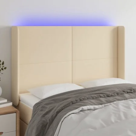 Kopfteil aus cremefarbenem Stoff mit LED 147x16x118/128 cm von vidaXL, Kopf- und Fußteile - Ref: Foro24-3123771, Preis: 127,2...