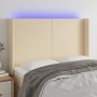 Cabecero con LED de tela color crema 147x16x118/128 cm de vidaXL, Cabeceros y pies de cama - Ref: Foro24-3123771, Precio: 130...