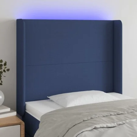Blue fabric headboard with LED 103x16x118/128 cm by vidaXL, Headboards and footboards - Ref: Foro24-3123764, Price: 74,11 €, ...