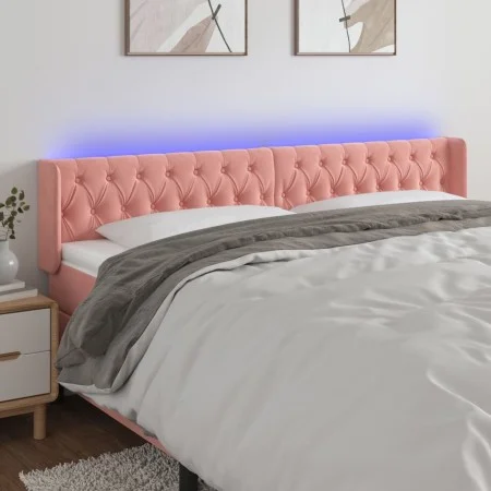 Pink velvet headboard with LED 183x16x78/88 cm by vidaXL, Headboards and footboards - Ref: Foro24-3123637, Price: 88,27 €, Di...