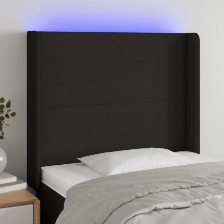 Cabecero con LED de tela negro 83x16x118/128 cm de vidaXL, Cabeceros y pies de cama - Ref: Foro24-3123744, Precio: 81,94 €, D...