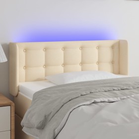 Cabecero con LED de tela crema 93x16x78/88 cm de vidaXL, Cabeceros y pies de cama - Ref: Foro24-3123657, Precio: 52,94 €, Des...