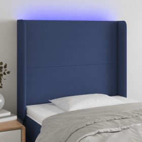 Cabecero con LED de tela azul 93x16x118/128 cm de vidaXL, Cabeceros y pies de cama - Ref: Foro24-3123756, Precio: 75,60 €, De...