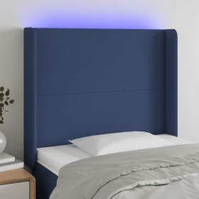 Cabecero con LED de tela azul 93x16x118/128 cm de vidaXL, Cabeceros y pies de cama - Ref: Foro24-3123756, Precio: 75,77 €, De...