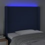 Cabecero con LED de tela azul 93x16x118/128 cm de vidaXL, Cabeceros y pies de cama - Ref: Foro24-3123756, Precio: 75,60 €, De...