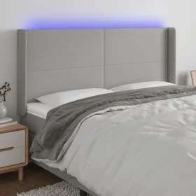 Hellgraues Stoffkopfteil mit LED 203x16x118/128 cm von vidaXL, Kopf- und Fußteile - Ref: Foro24-3123790, Preis: 125,45 €, Rab...