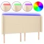 Kopfteil aus cremefarbenem Stoff mit LED 203x16x118/128 cm von vidaXL, Kopf- und Fußteile - Ref: Foro24-3123795, Preis: 149,2...