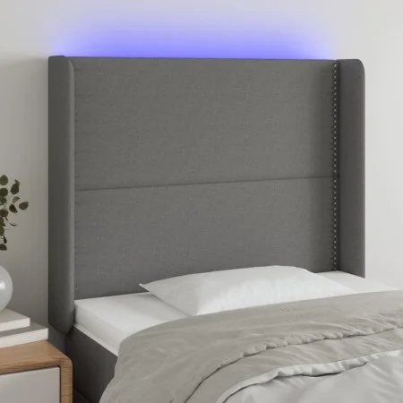 Cabecero con LED de tela gris oscuro 83x16x118/128 cm de vidaXL, Cabeceros y pies de cama - Ref: Foro24-3123883, Precio: 72,0...