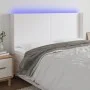 Headboard with LED white synthetic leather 163x16x118/128 cm by vidaXL, Headboards and footboards - Ref: Foro24-3123865, Pric...