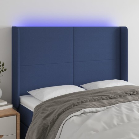 Cabecero con LED de tela azul 147x16x118/128 cm de vidaXL, Cabeceros y pies de cama - Ref: Foro24-3123772, Precio: 125,96 €, ...