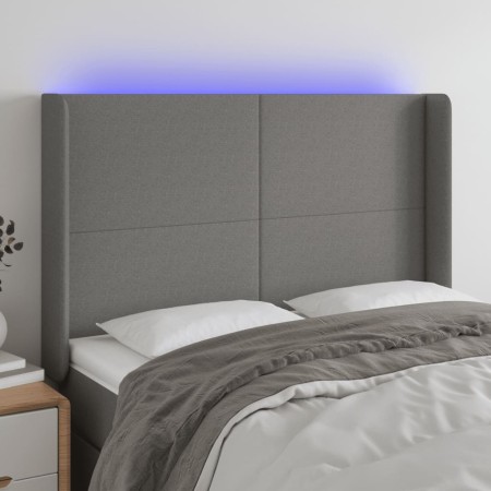 Cabecero con LED de tela gris oscuro 147x16x118/128 cm de vidaXL, Cabeceros y pies de cama - Ref: Foro24-3123767, Precio: 131...