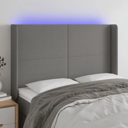Cabecero con LED de tela gris oscuro 147x16x118/128 cm de vidaXL, Cabeceros y pies de cama - Ref: Foro24-3123767, Precio: 139...