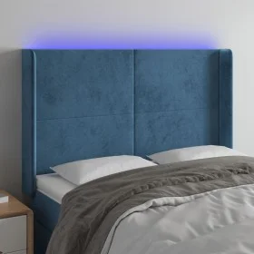 Dark blue velvet LED headboard 147x16x118/128 cm by vidaXL, Headboards and footboards - Ref: Foro24-3123820, Price: 114,95 €,...