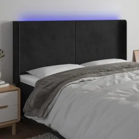 Black velvet headboard with LED 183x16x118/128 cm by vidaXL, Headboards and footboards - Ref: Foro24-3123830, Price: 135,44 €...