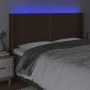 Headboard with LED in dark brown fabric 203x16x118/128 cm by vidaXL, Headboards and footboards - Ref: Foro24-3123933, Price: ...