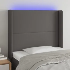 Cabecero con LED cuero sintético gris 103x16x118/128cm de vidaXL, Cabeceros y pies de cama - Ref: Foro24-3123856, Precio: 87,...