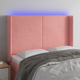 Cabecero con LED de terciopelo rosa 147x16x118/128 cm de vidaXL, Cabeceros y pies de cama - Ref: Foro24-3123821, Precio: 140,...