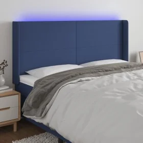 Kopfteil aus blauem Stoff mit LED 183x16x118/128 cm von vidaXL, Kopf- und Fußteile - Ref: Foro24-3123788, Preis: 118,64 €, Ra...