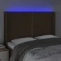 Cabecero con LED de tela marrón oscuro 147x16x118/128 cm de vidaXL, Cabeceros y pies de cama - Ref: Foro24-3123909, Precio: 1...