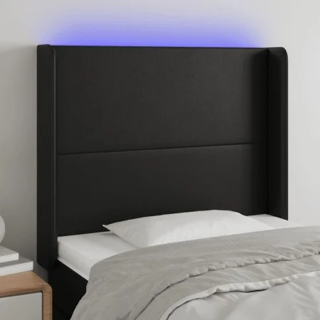 Kopfteil mit LED, schwarzem Kunstleder, 93 x 16 x 118/128 cm von vidaXL, Kopf- und Fußteile - Ref: Foro24-3123846, Preis: 76,...