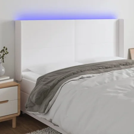 Kopfteil mit LED, weißem Kunstleder, 183 x 16 x 118/128 cm von vidaXL, Kopf- und Fußteile - Ref: Foro24-3123871, Preis: 151,3...