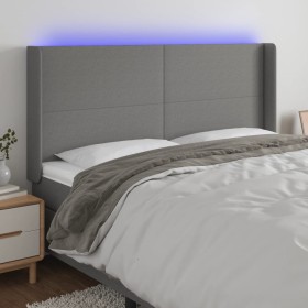 Cabecero con LED de tela gris oscuro 203x16x118/128 cm de vidaXL, Cabeceros y pies de cama - Ref: Foro24-3123791, Precio: 142...