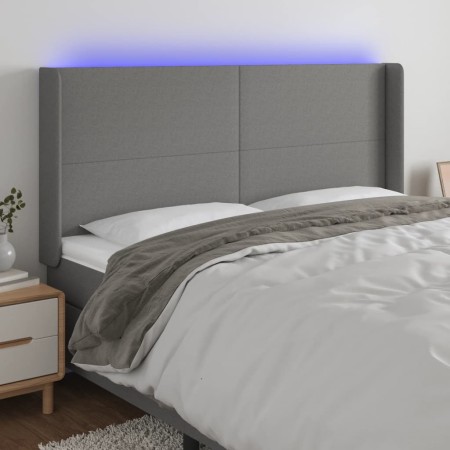Cabecero con LED de tela gris oscuro 203x16x118/128 cm de vidaXL, Cabeceros y pies de cama - Ref: Foro24-3123791, Precio: 142...