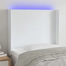 Cabecero con LED cuero sintético blanco 83x16x118/128 cm de vidaXL, Cabeceros y pies de cama - Ref: Foro24-3123841, Precio: 8...