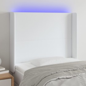 Cabecero con LED cuero sintético blanco 83x16x118/128 cm de vidaXL, Cabeceros y pies de cama - Ref: Foro24-3123841, Precio: 8...