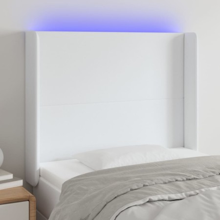 Cabecero con LED cuero sintético blanco 83x16x118/128 cm de vidaXL, Cabeceros y pies de cama - Ref: Foro24-3123841, Precio: 8...