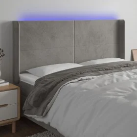 Hellgraues Samtkopfteil mit LED 183x16x118/128 cm von vidaXL, Kopf- und Fußteile - Ref: Foro24-3123828, Preis: 117,02 €, Raba...