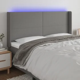 Dunkelgraues Stoffkopfteil mit LED 183x16x118/128 cm von vidaXL, Kopf- und Fußteile - Ref: Foro24-3123783, Preis: 134,12 €, R...