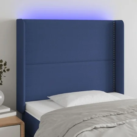 Blue fabric headboard with LED 103x16x118/128 cm by vidaXL, Headboards and footboards - Ref: Foro24-3123904, Price: 68,81 €, ...