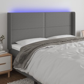 Cabecero con LED de tela gris oscuro 203x16x118/128 cm de vidaXL, Cabeceros y pies de cama - Ref: Foro24-3123931, Precio: 111...