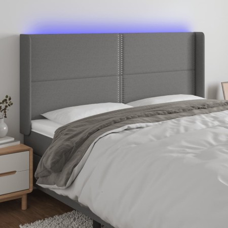 Cabecero con LED de tela gris oscuro 203x16x118/128 cm de vidaXL, Cabeceros y pies de cama - Ref: Foro24-3123931, Precio: 111...