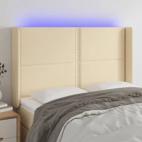 Cabecero con LED de tela color crema 147x16x118/128 cm de vidaXL, Cabeceros y pies de cama - Ref: Foro24-3123911, Precio: 103...
