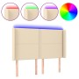 Cabecero con LED de tela color crema 147x16x118/128 cm de vidaXL, Cabeceros y pies de cama - Ref: Foro24-3123911, Precio: 104...