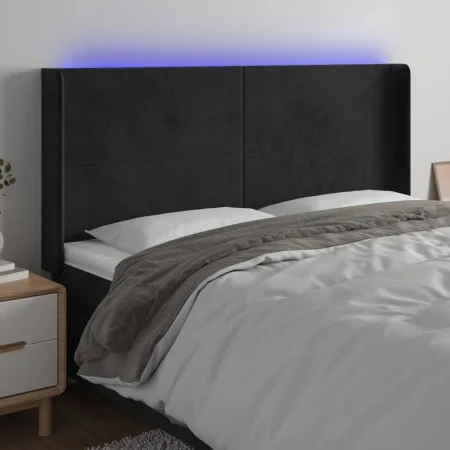 Cabecero con LED de terciopelo negro 163x16x118/128 cm de vidaXL, Cabeceros y pies de cama - Ref: Foro24-3123824, Precio: 146...