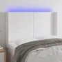Cabecero con LED cuero sintético blanco 147x16x118/128 cm de vidaXL, Cabeceros y pies de cama - Ref: Foro24-3123859, Precio: ...