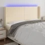 Cabecero con LED de tela color crema 183x16x118/128 cm de vidaXL, Cabeceros y pies de cama - Ref: Foro24-3123787, Precio: 146...