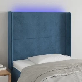 LED-Kopfteil aus dunkelblauem Samt, 103 x 16 x 118/128 cm von vidaXL, Kopf- und Fußteile - Ref: Foro24-3123814, Preis: 89,38 ...
