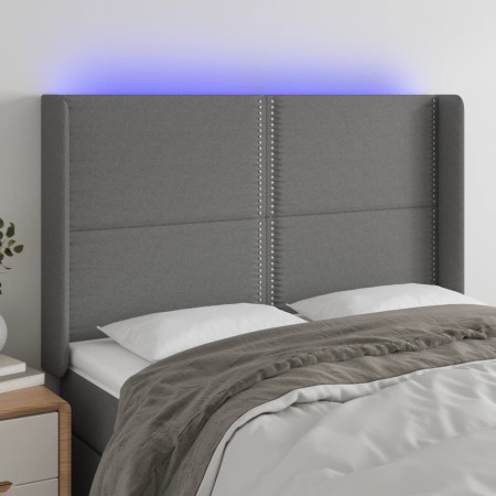 Cabecero con LED de tela gris oscuro 147x16x118/128 cm de vidaXL, Cabeceros y pies de cama - Ref: Foro24-3123907, Precio: 106...