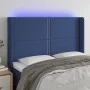 Blue fabric LED headboard 147x16x118/128 cm by vidaXL, Headboards and footboards - Ref: Foro24-3123912, Price: 104,53 €, Disc...
