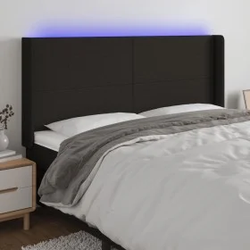 Black fabric headboard with LED 183x16x118/128 cm by vidaXL, Headboards and footboards - Ref: Foro24-3123784, Price: 139,78 €...