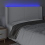 Cabecero con LED cuero sintético blanco 203x16x118/128 cm de vidaXL, Cabeceros y pies de cama - Ref: Foro24-3123877, Precio: ...