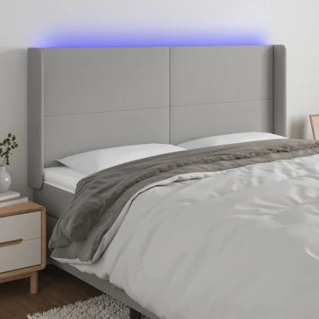 Cabecero con LED de tela gris claro 183x16x118/128 cm de vidaXL, Cabeceros y pies de cama - Ref: Foro24-3123782, Precio: 122,...